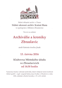 Archiválie a kroniky Zbraslavic 13.06.2016