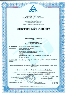 Page 1 V 3025 TREZOR TEST s.r.o. Na Vr&scaron;ku 67, 25o 67 Klecany