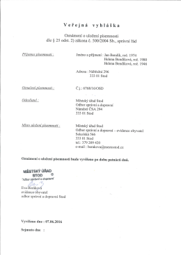 Mě&Uacute; Stod - OSD - Veřejn&aacute; vyhl&aacute;&scaron;ka