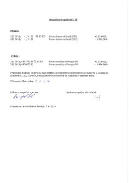 Page 1 Rozpočtové opatření č. III Příjmy : 231 0011/