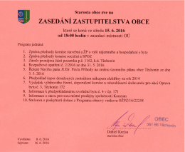 Pozvánka na zasedání ZO červen 2016