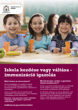 Iskola kezdése vagy váltása - immunizáció igazolás