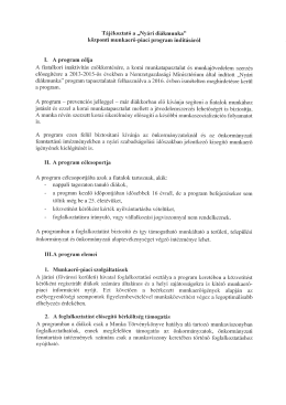 Page 1 Tájékoztató a „Nyári diákmunka” központi munkaerő