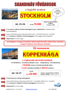 Stockholm 89.900Ft helyett 79.900Ft Koppenhága