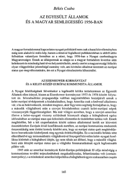 Békés Csaba: Az Egyesült Államok és a magyar semlegesség 1956