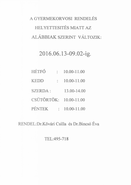 Gyerekorvosi rendel&eacute;s v&aacute;ltoz&aacute;s