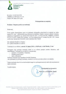 Dopuna poziva na testiranje - Poljoprivredni fakultet u Osijeku