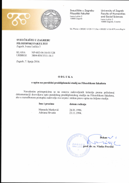 Popis odobrenih molbi za paralelni preddiplomski studij
