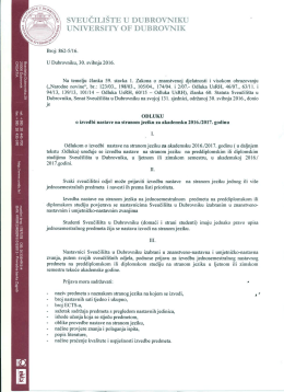 Odluka o izvedbi nastave na stranom jeziku