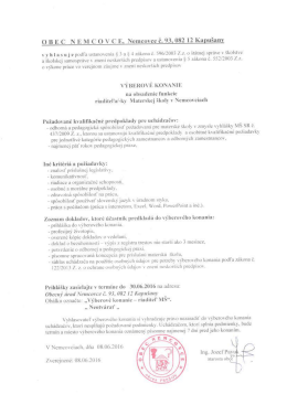 Výberové konanie na obsadenie funkcie riaditeľa