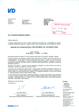 Page 1 V&aacute;&scaron; list č&iacute;slo/zo dňa: / 4/215538/2016 Na&scaron;e č&iacute;slo. 4/215538