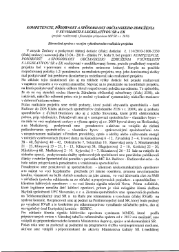 Vyhodnotenie projektu Komptencie, pôsobnosť a spôsobilosť