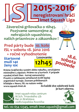 ISL2015‐2016 - IMET Squash Centrum, Bratislava