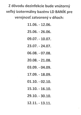 Dni v&yacute;luky vn&uacute;torn&eacute;ho baz&eacute;na v LD Ban&iacute;k