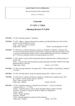 uznesenie vv szv 72016 - Slovenský zväz vzpierania