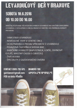 Page 1 LEVANDULOVÝ DEŇ V BRANUWE SUBDIA 18.6.2016 T