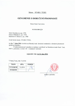 oznámenie o doručení písomností - Dorčáková, Pálenik