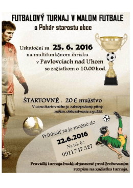 Page 1 FUTBALDWY TURNAJ V MALUM FUTBALE u Puhár