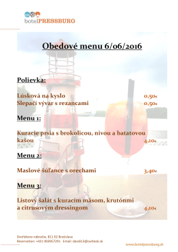 Obedové menu 6/06/2016