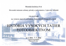 Page 1 Mestská knižnica Svit Slovenské múzeum ochrany prírody a