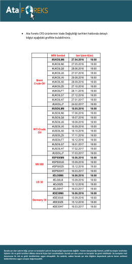 Ata Foreks CFD &uuml;r&uuml;nlerinin Vade Değişikliği tarihleri