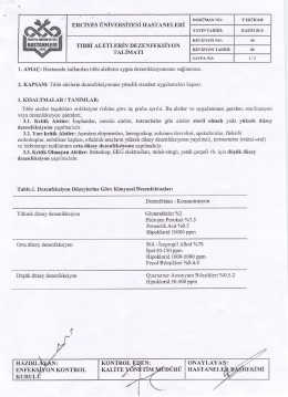Tıbbi Aletlerin Dezenfeksiyonu Talimatnamesi