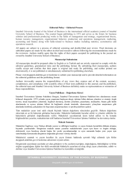 82 Editorial Policy – Editorial Process Istanbul University Journal of
