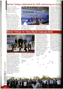 Page 1 &Uuml;N CL) Berner Turkey celebrated its 10th anniversary in