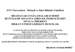Bütünleme Sınav Duyuru - Erciyes Üniversitesi IIBF