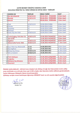 2015/2016 öğretim yılı ikinci dönem ek ortak sınavları