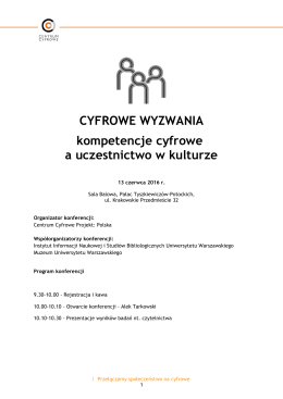 Program konferencji - Centrum Cyfrowe Projekt: Polska