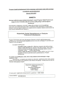 Page 1 Program badań przesiewowych dla wczesnego wykrywania