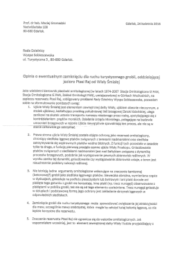 Opinia prof. M. Gromadzkiego dot zamknięcia ruchu tyrystycznego