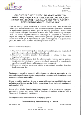 stoiska handlowe - Centrum Kultury, Sportu i Rekreacji w Tłuszczu