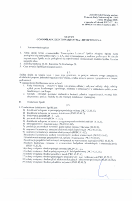 Statut GTL S.A. - G&oacute;rnośląskie Towarzystwo Lotnicze SA