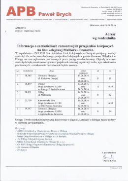 Elbląg przejazdy kolejowe info