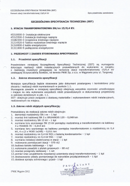 Szczeg&oacute;łowa Specyfikacja Techniczna(SST)