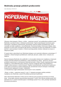 Biedronka promuje polskich producentów