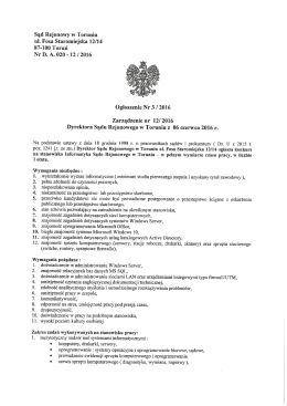 Konkurs na stanowisko Informatyka - Nr 3 z 2016