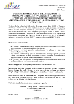 sprzedaż lod&oacute;w - Centrum Kultury, Sportu i Rekreacji w Tłuszczu