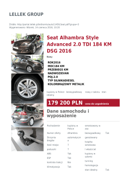 Seat Alhambra Style Advanced 2.0 TDI 184 KM DSG 2016