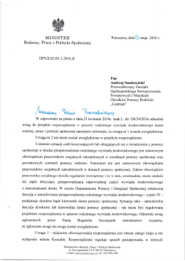 Stanowisko MRPiPS do uwag OSPiMPOR Centrum