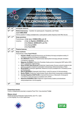 Program Konferencji - Politechnika Częstochowska
