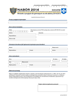 Page 1 Data wypełnienia zgłoszenia (RRMMDD) Data przyjęcia