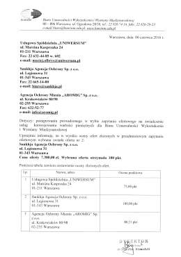 Wybór oferty – zapytanie ofertowe nr1_BUWiWM_2016