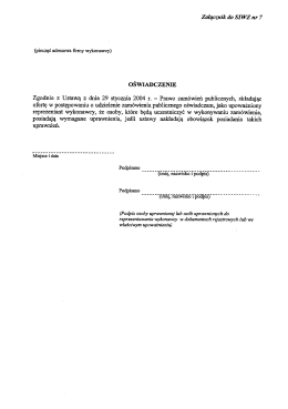 Załącznik nr 7 - Oświadczenie dot. uprawnień do wykonywania