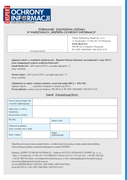 Formularz zgłoszenia na warsztaty 06.2016