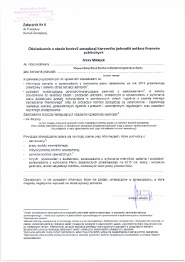 Oświadczenie o stanie kontroli zarządczej