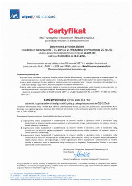 Certyfikat AXA - Jestem Na Fali