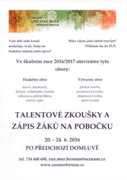 Zápis žáků do Základní umělecké školy Moravský Beroun[1]
